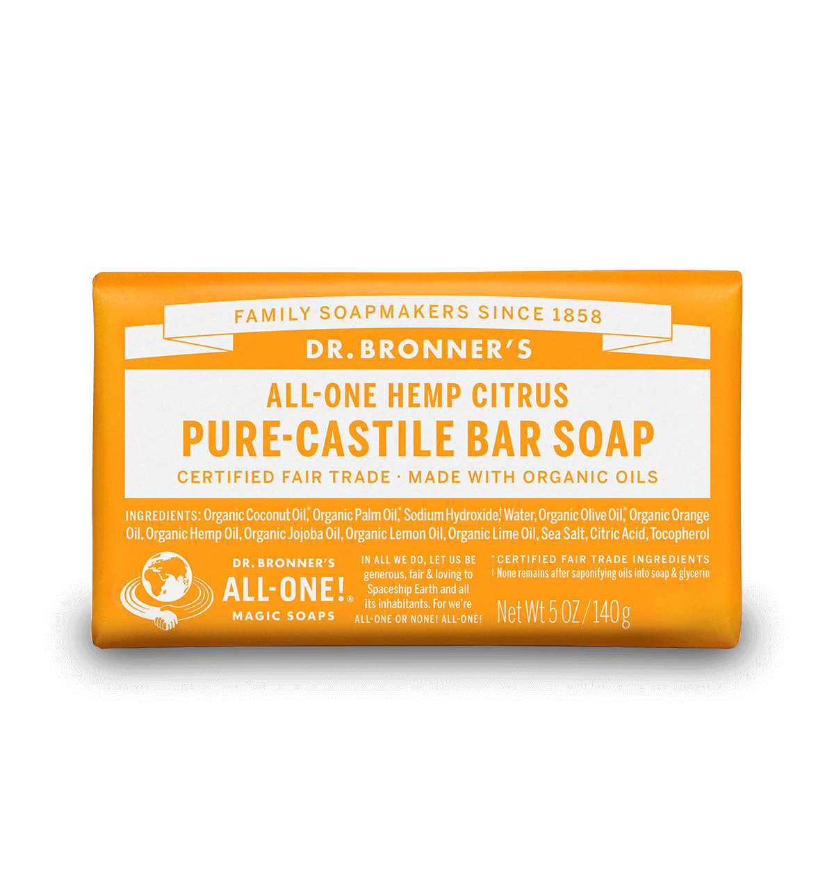Dr Bronners Citrus Orange Magic Bar Soap 140g