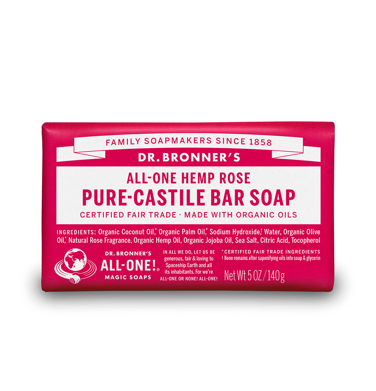 Dr Bronners Rose Oil Magic Bar Soap 140g