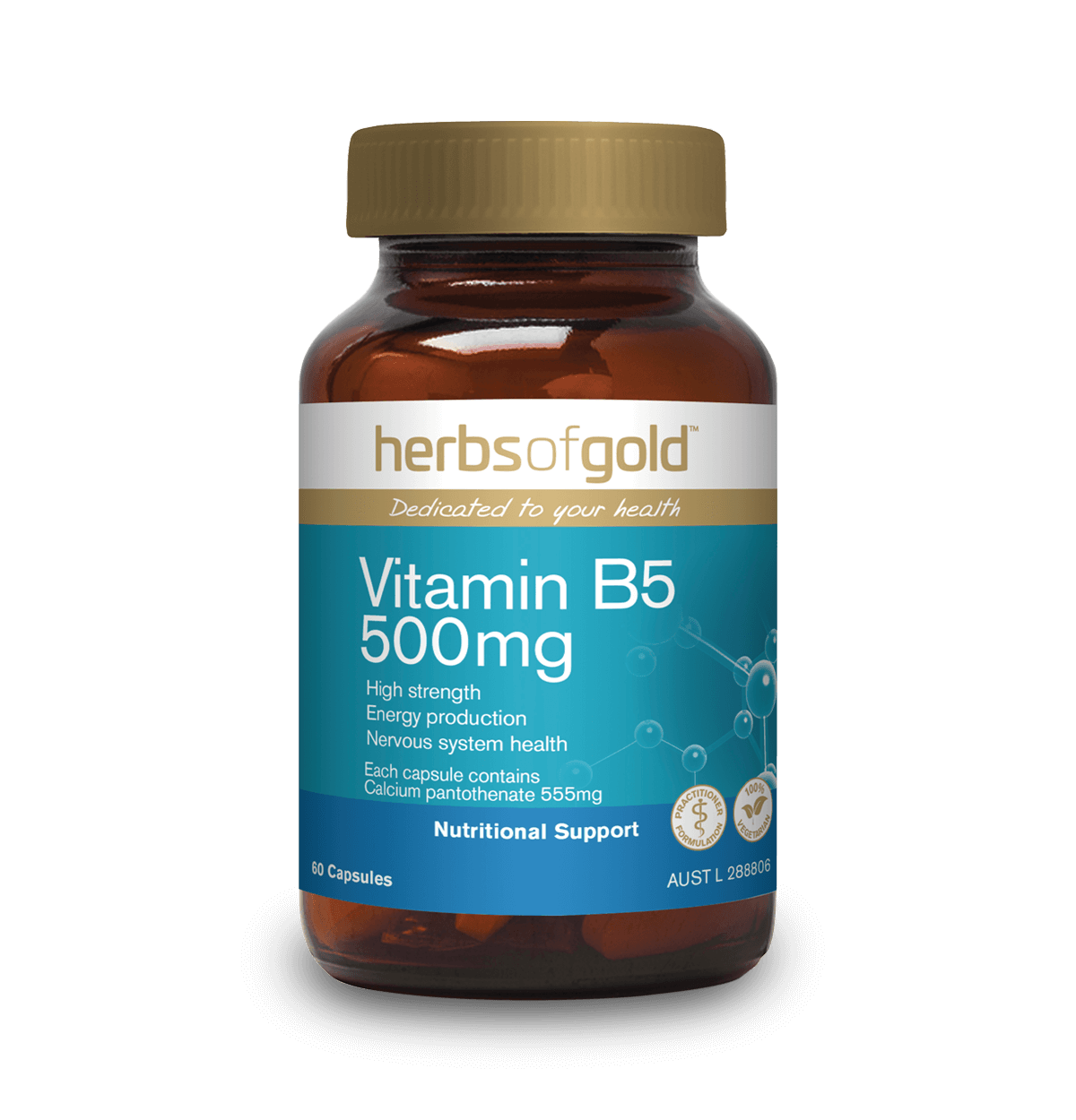 Herbs of Gold Vitamin B5 500mg 60 Caps