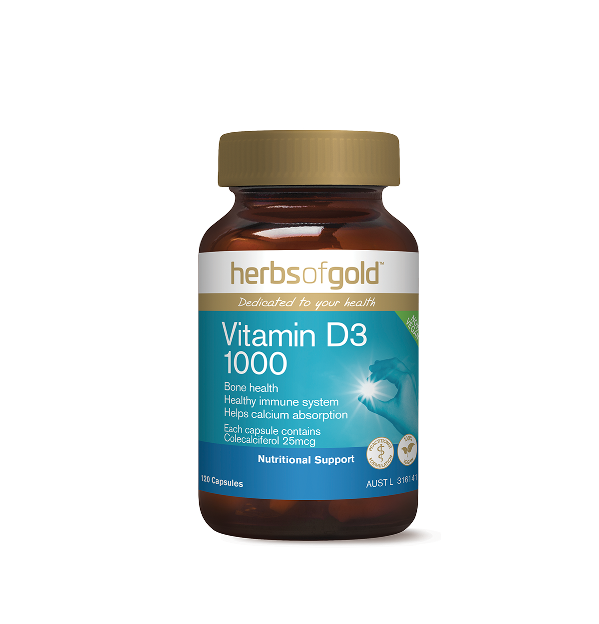 Herbs of Gold Vitamin D3 1000 120 Caps