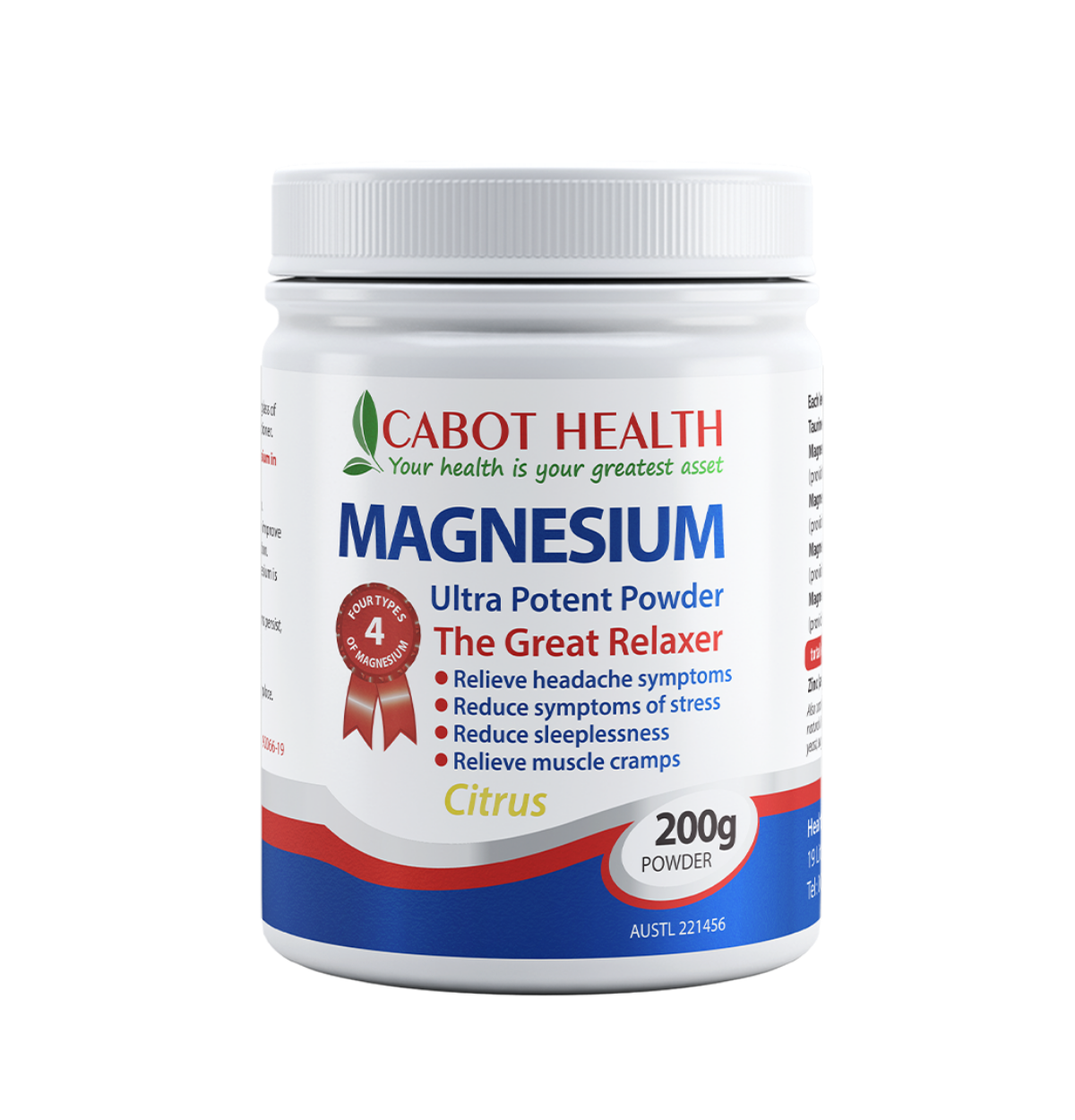 Cabot Health Magnesium Ultra Potent Powder Citrus 200g
