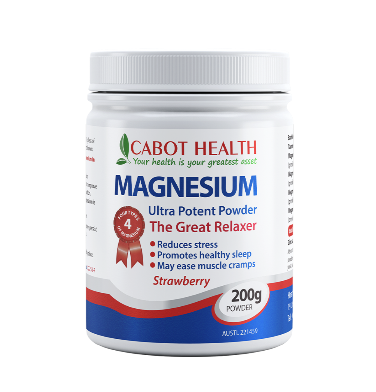 Cabot Health Magnesium Ultra Potent Powder Strawberry 200g