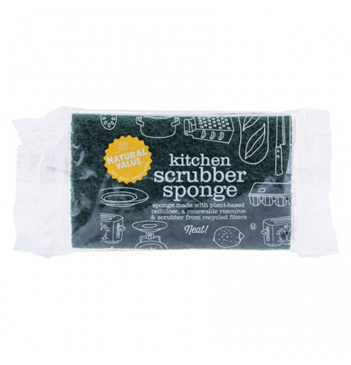 Natural Value Kitchen Scrubber Sponge 1X