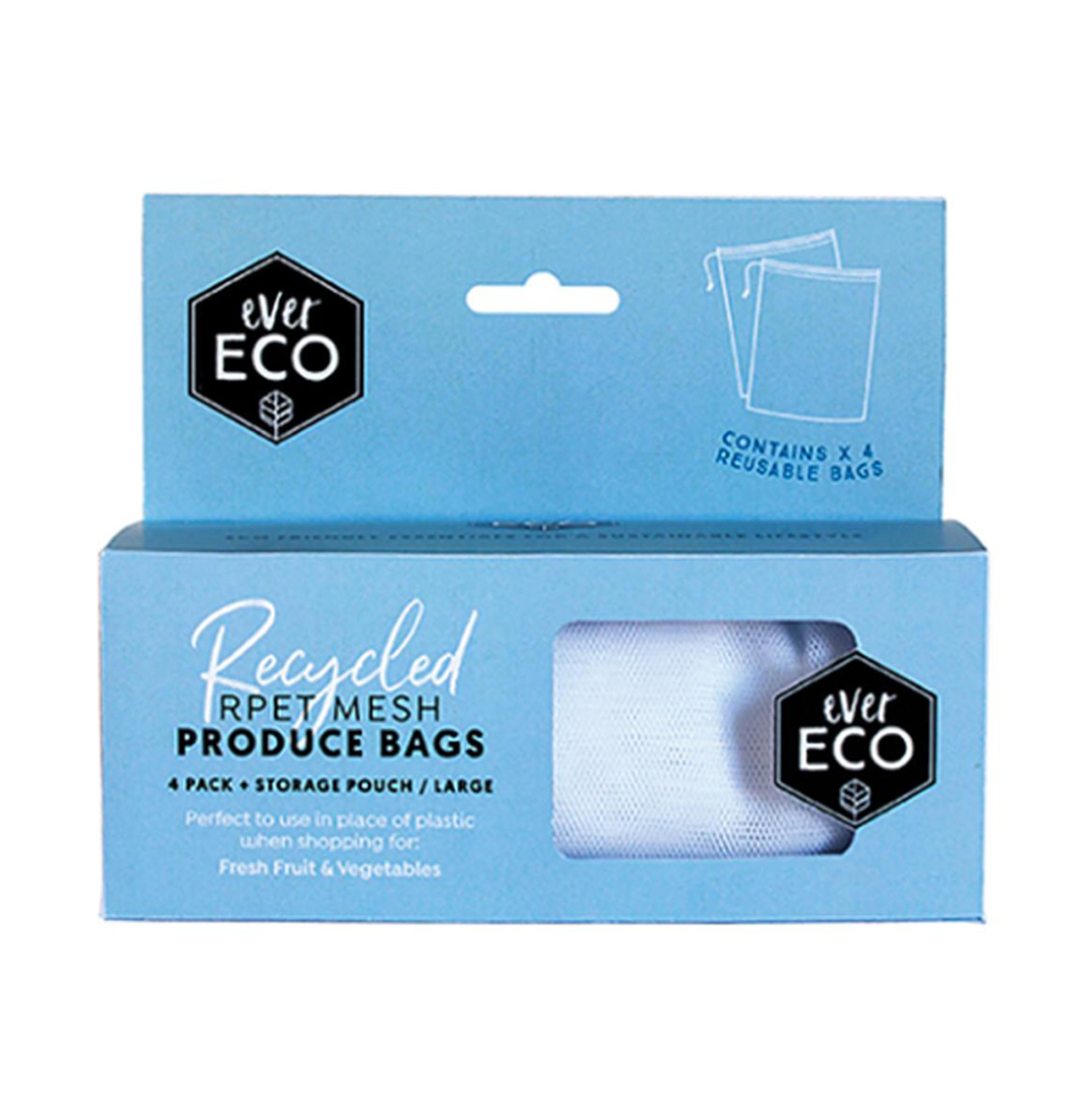 Ever Eco Reusable Fruit & Veg Bags - 4 Pack Plus Storage Pouch