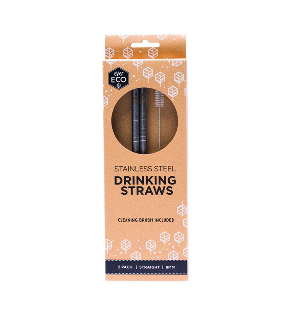 Ever Eco Stainless Steel Straws - Straight 2 Pack