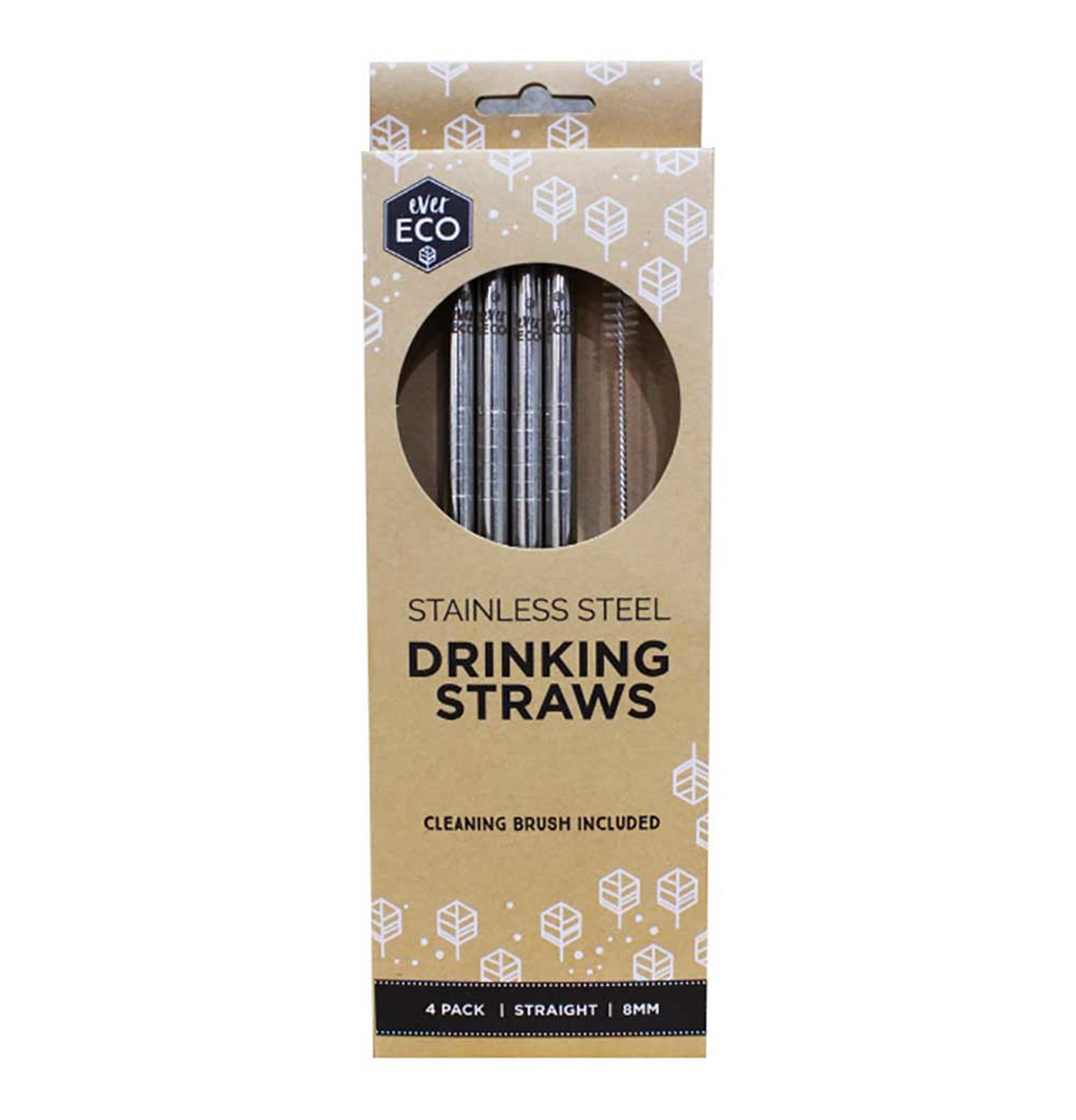 Ever Eco Stainless Steel Straws - Straight 4 Pack