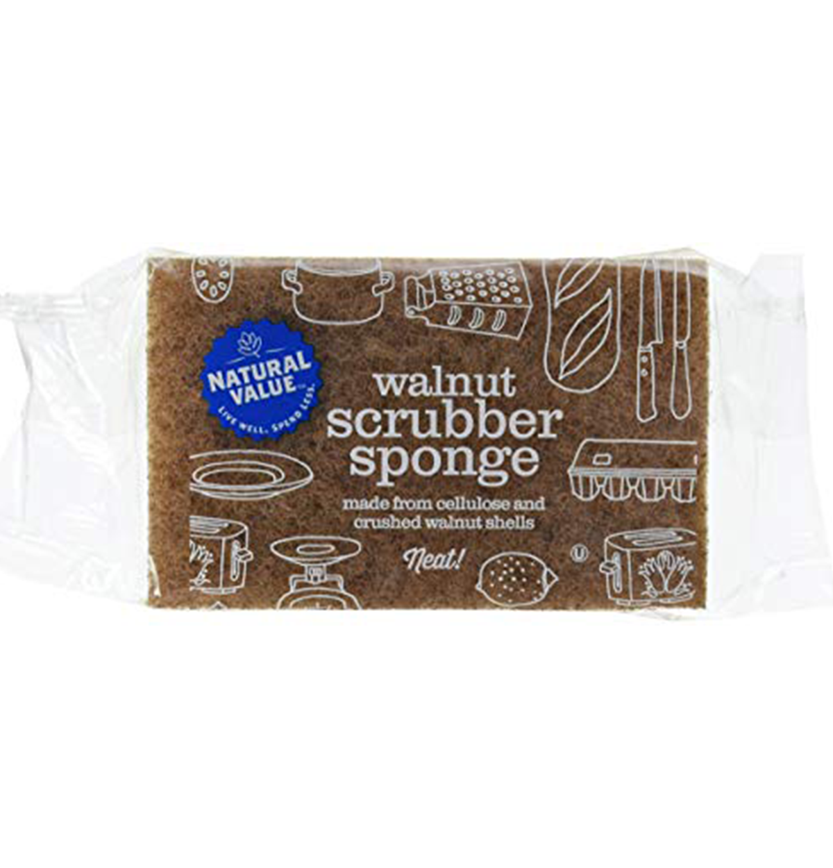Natural Value Walnut Scrubber Sponge 1X