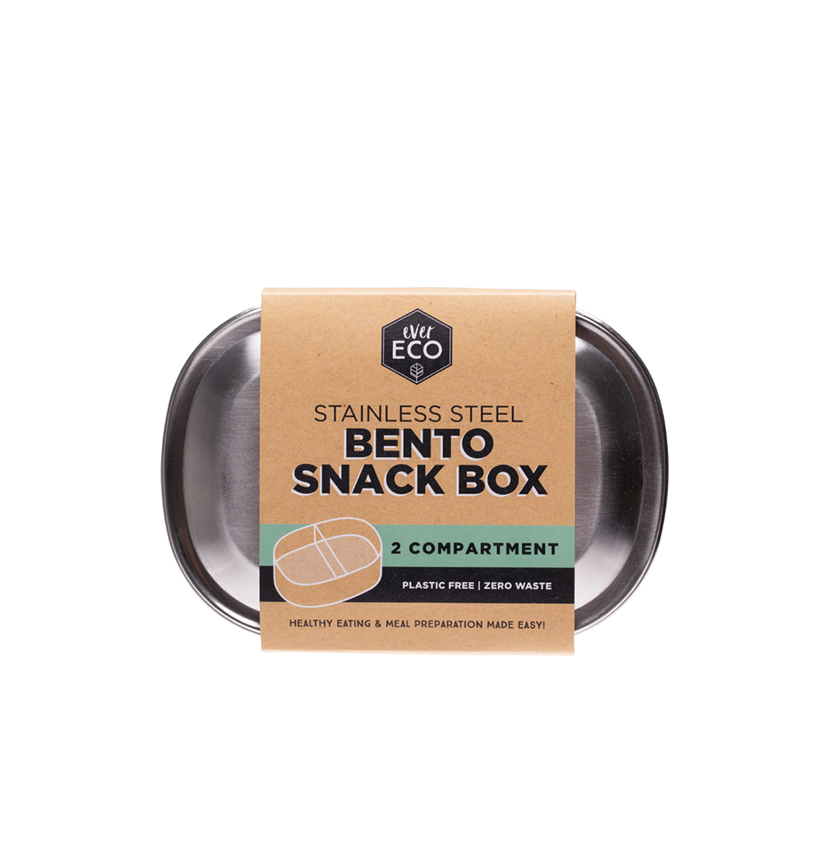 Ever Eco Stainless Steel Bento Snack Box 2 Compartments 580ml