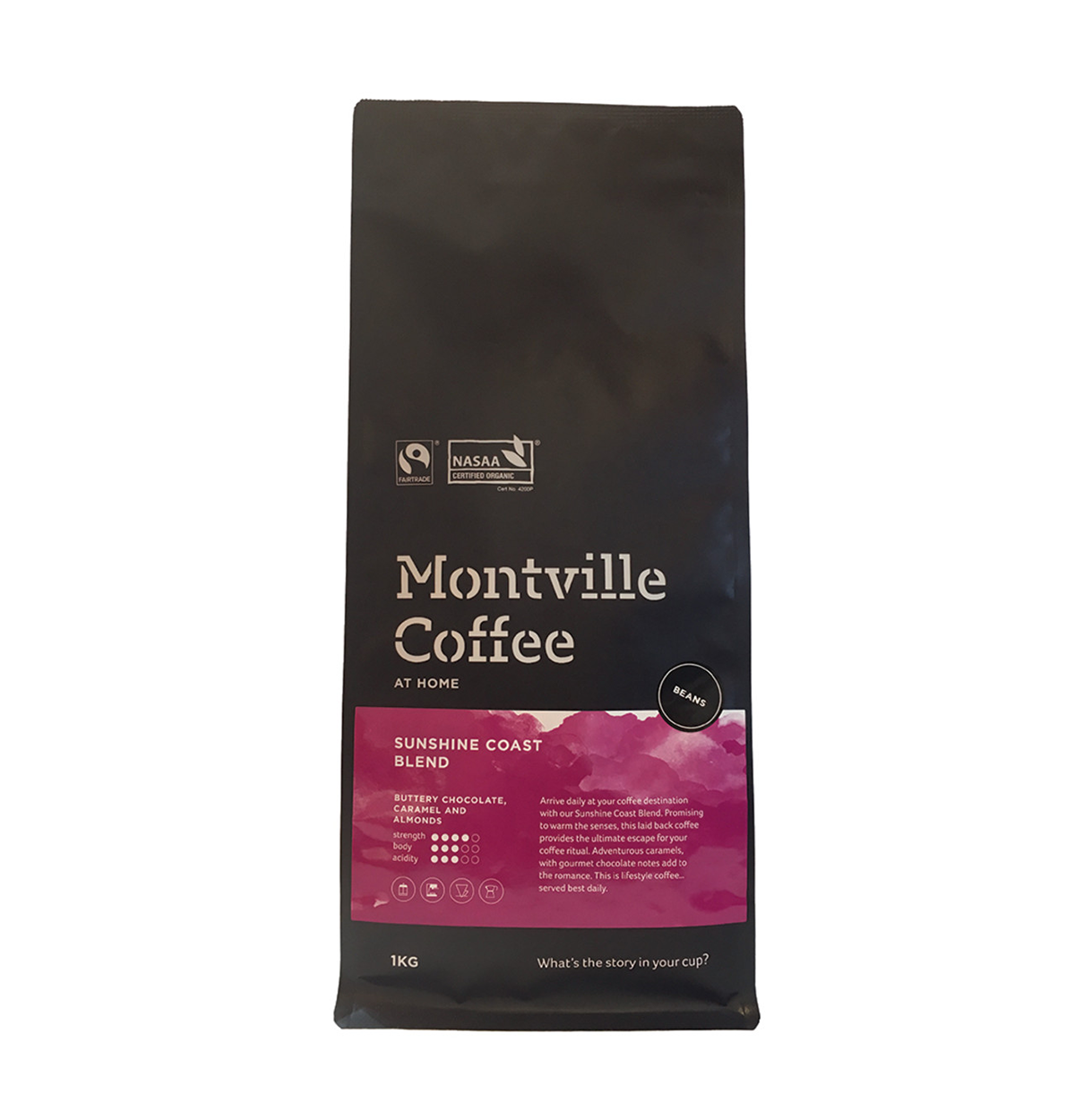 Montville Coffee Organic Sunshine Coast Blend Beans 1kg-0