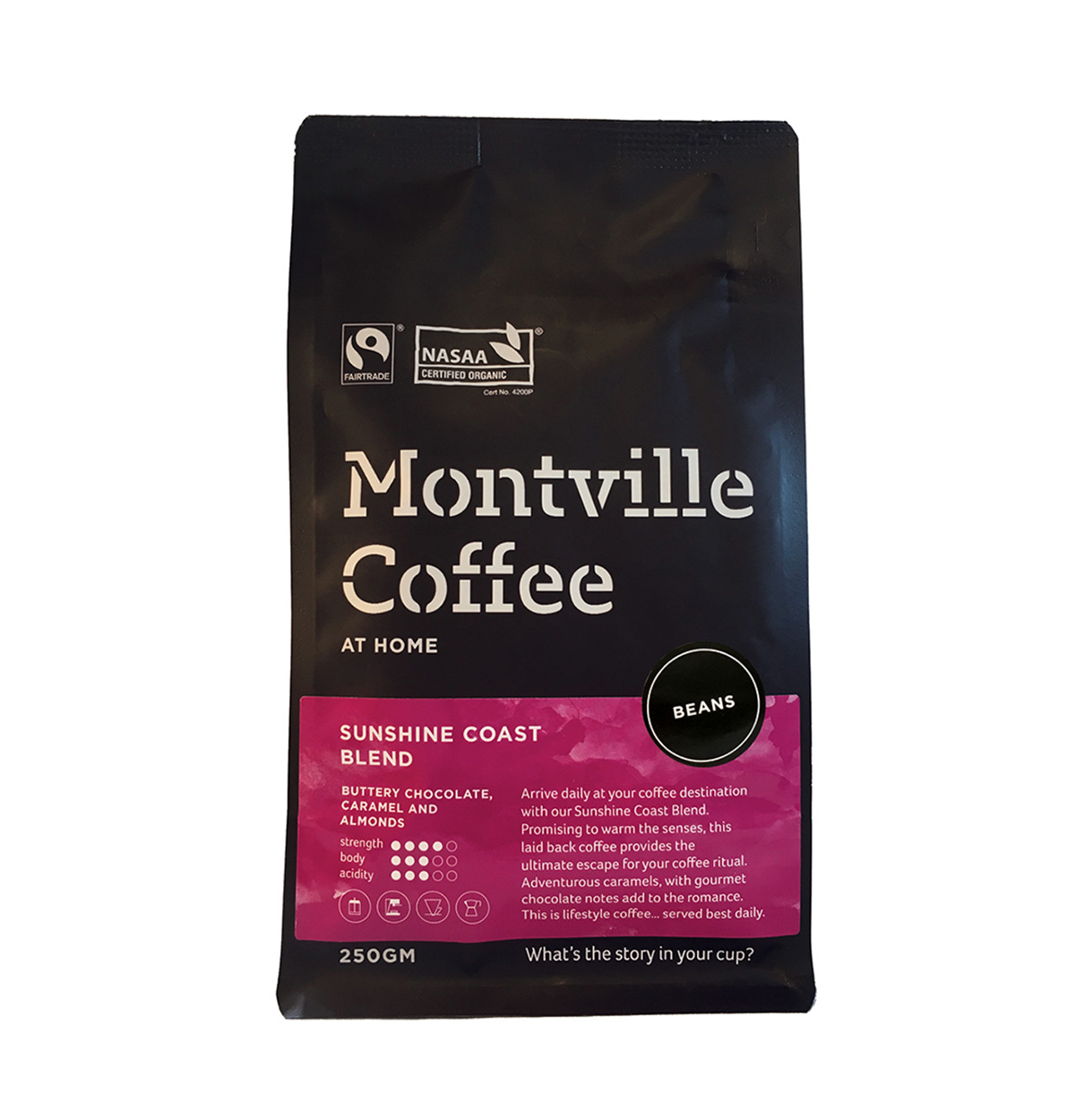Montville Coffee Organic Sunshine Coast Blend Beans 250g-0