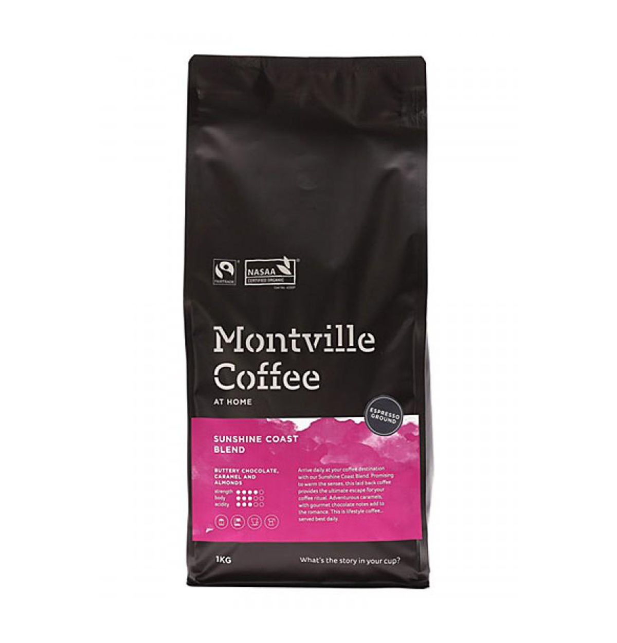 Montville Coffee Organic Sunshine Coast Blend Espresso Ground 1kg-0