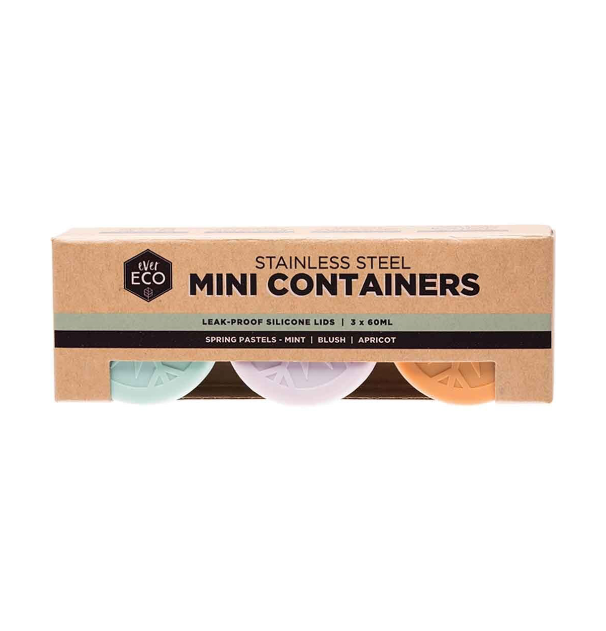 EVER ECO Stainless Steel Mini Containers Spring Pastels - Leak Resistant Set of 3