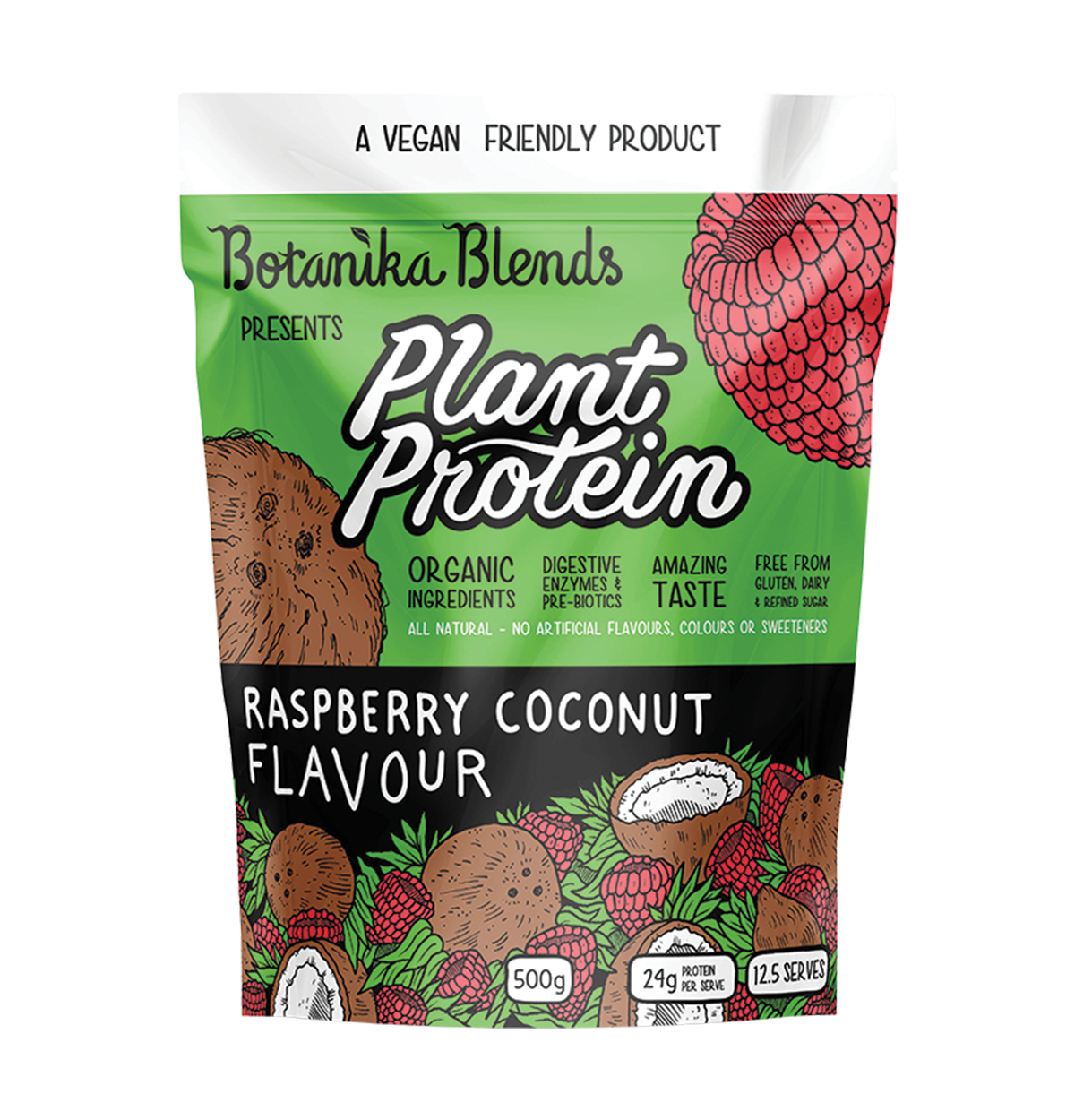 BOTANIKA BLENDS Plant Protein Raspberry Coconut 500g-0