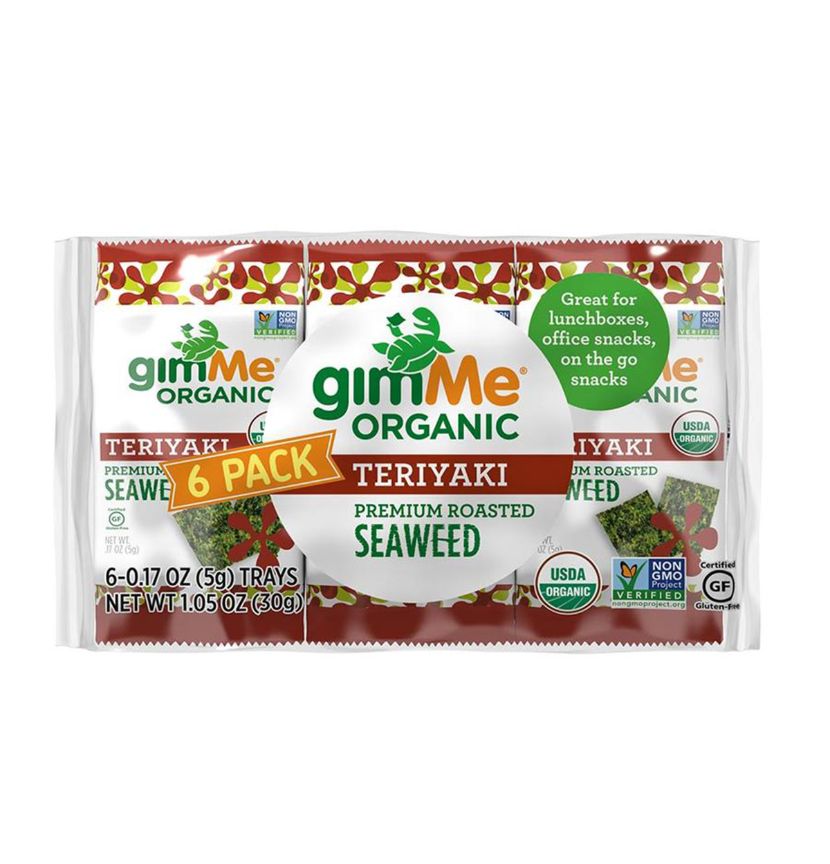 GIMME Roasted Seaweed Snacks Teriyaki 6 Pack 6x5g