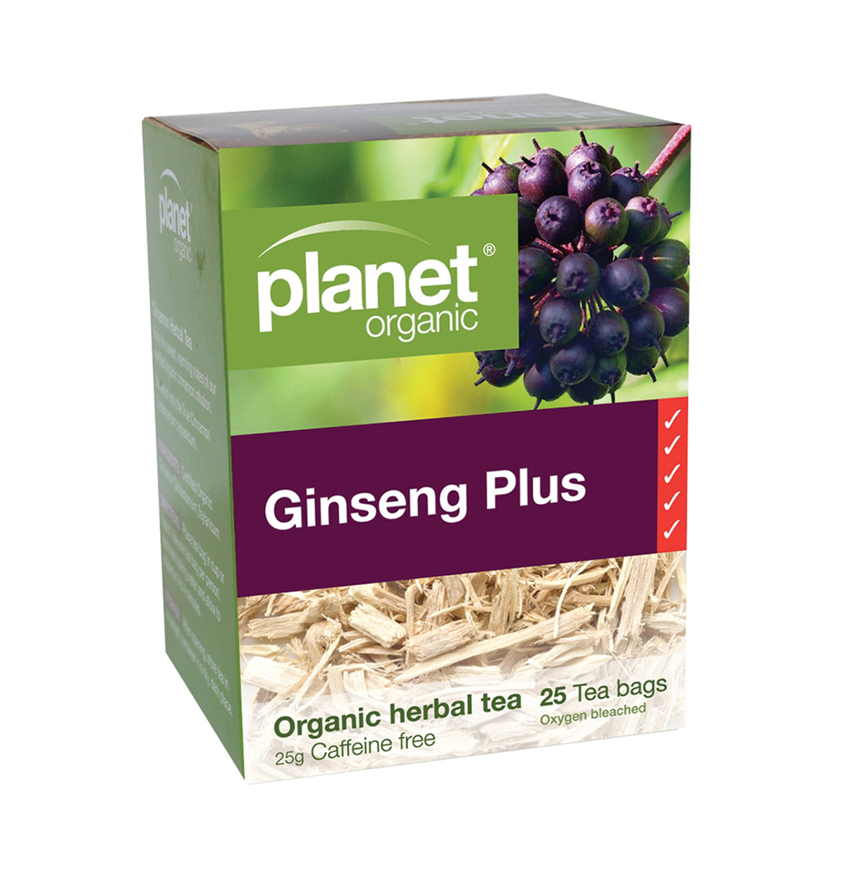 Planet Organic Organic Ginseng Plus Herbal Tea x 25 Tea Bags-0
