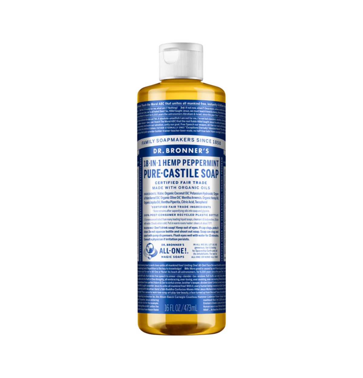 dr. Bronner's Pure-Castile Soap Liquid (Hemp 18-in-1) Peppermint