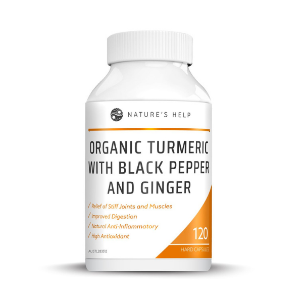NATURE'S HELP ORGANIC TURMERIC BLACK PEPPER GINGER 120CAP-0