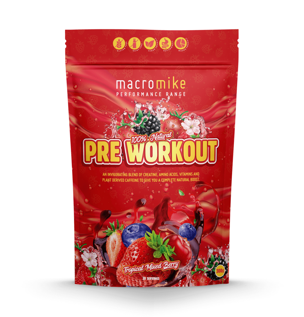 MACRO MIKE Pre Workout Tropical Mixed Berry 300g-0