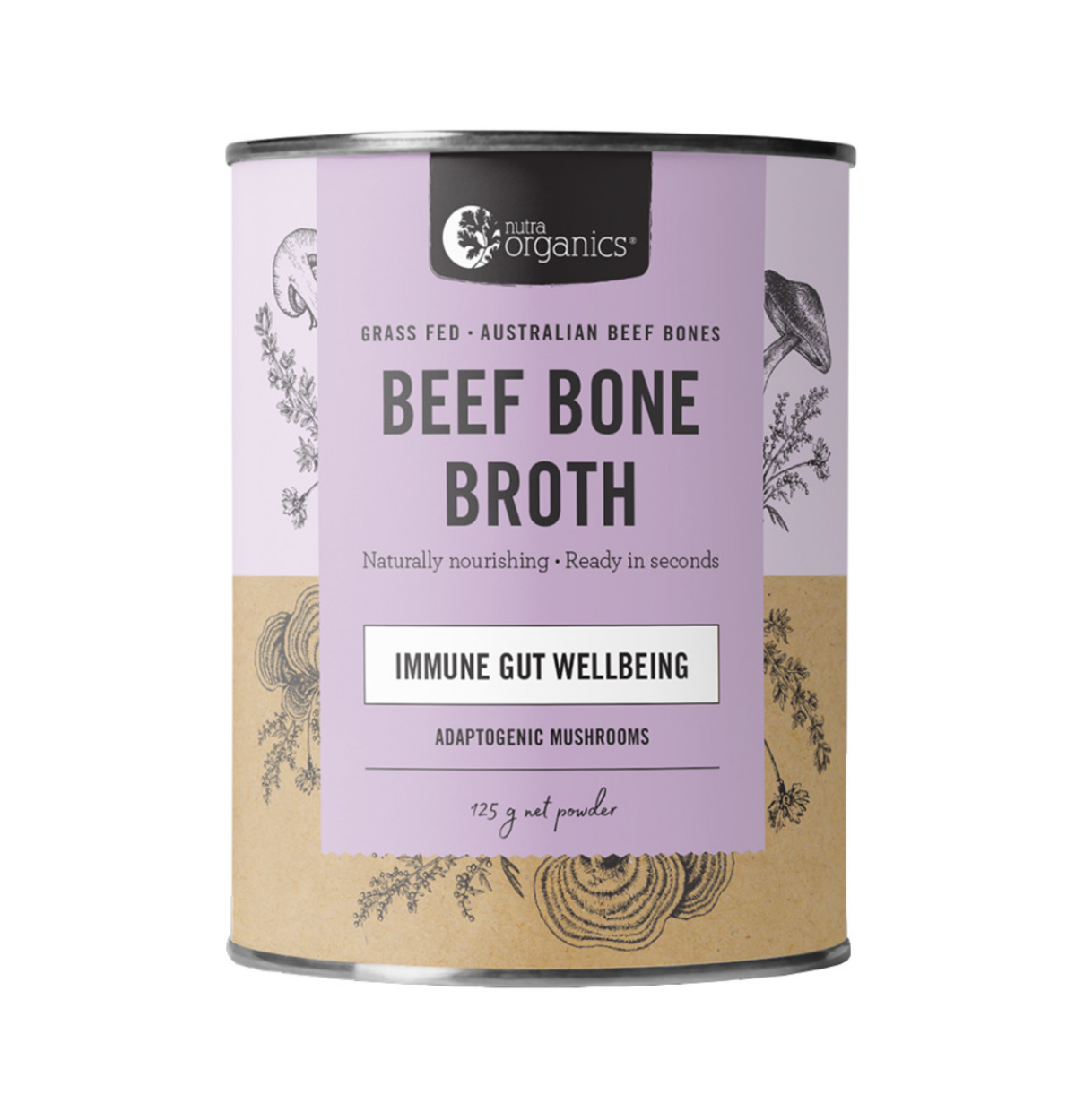 Nutra Organics Bone Broth Beef Adaptogenic Mushrooms 125g-0