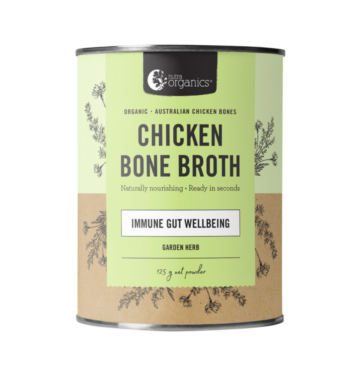Nutra Organics Bone Broth Chicken Organic Garden Herb 125g-0