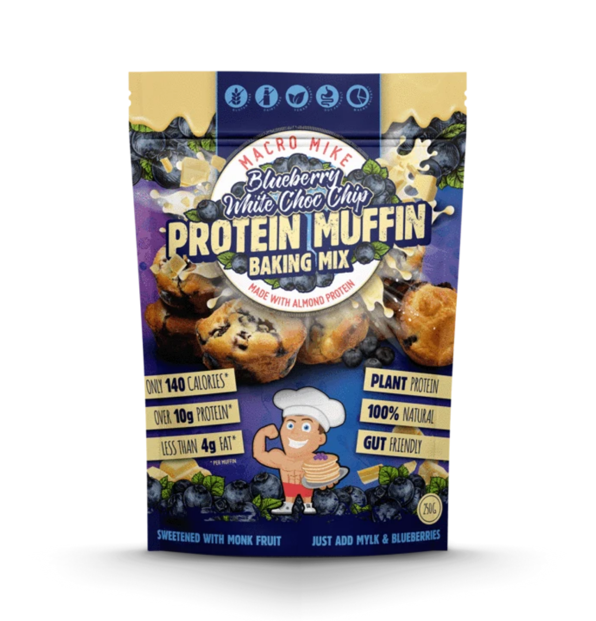 MACRO MIKE Muffin Baking Mix - Almond Protein Blueberry White Choc Chip 250g-0