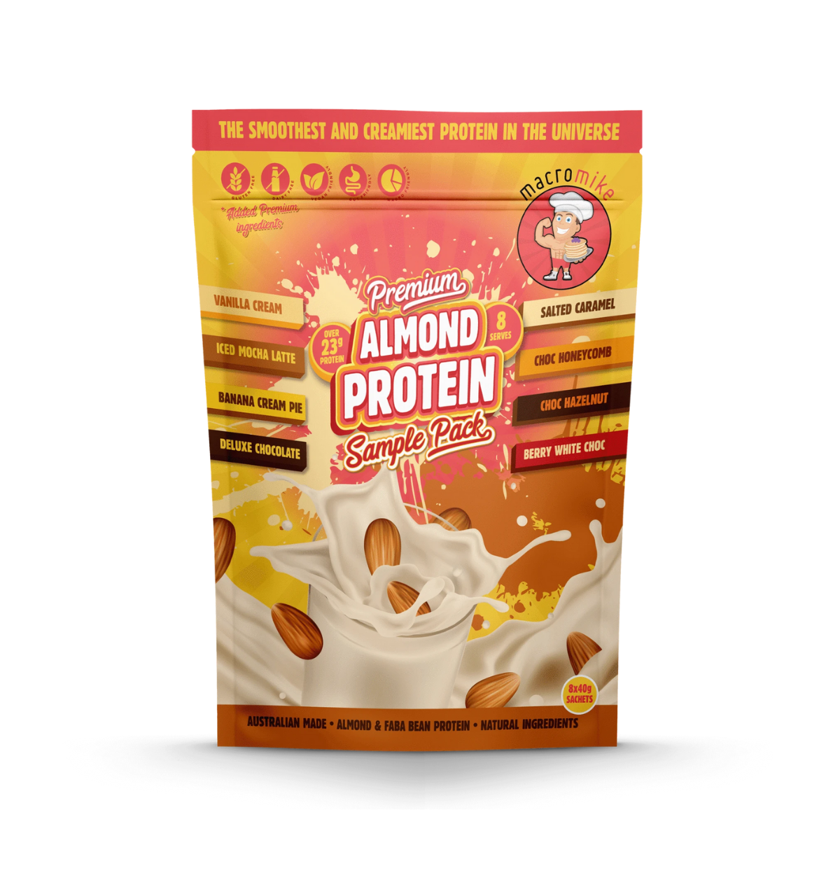 MACRO MIKE Premium Almond Protein Sample Pack 8x40g