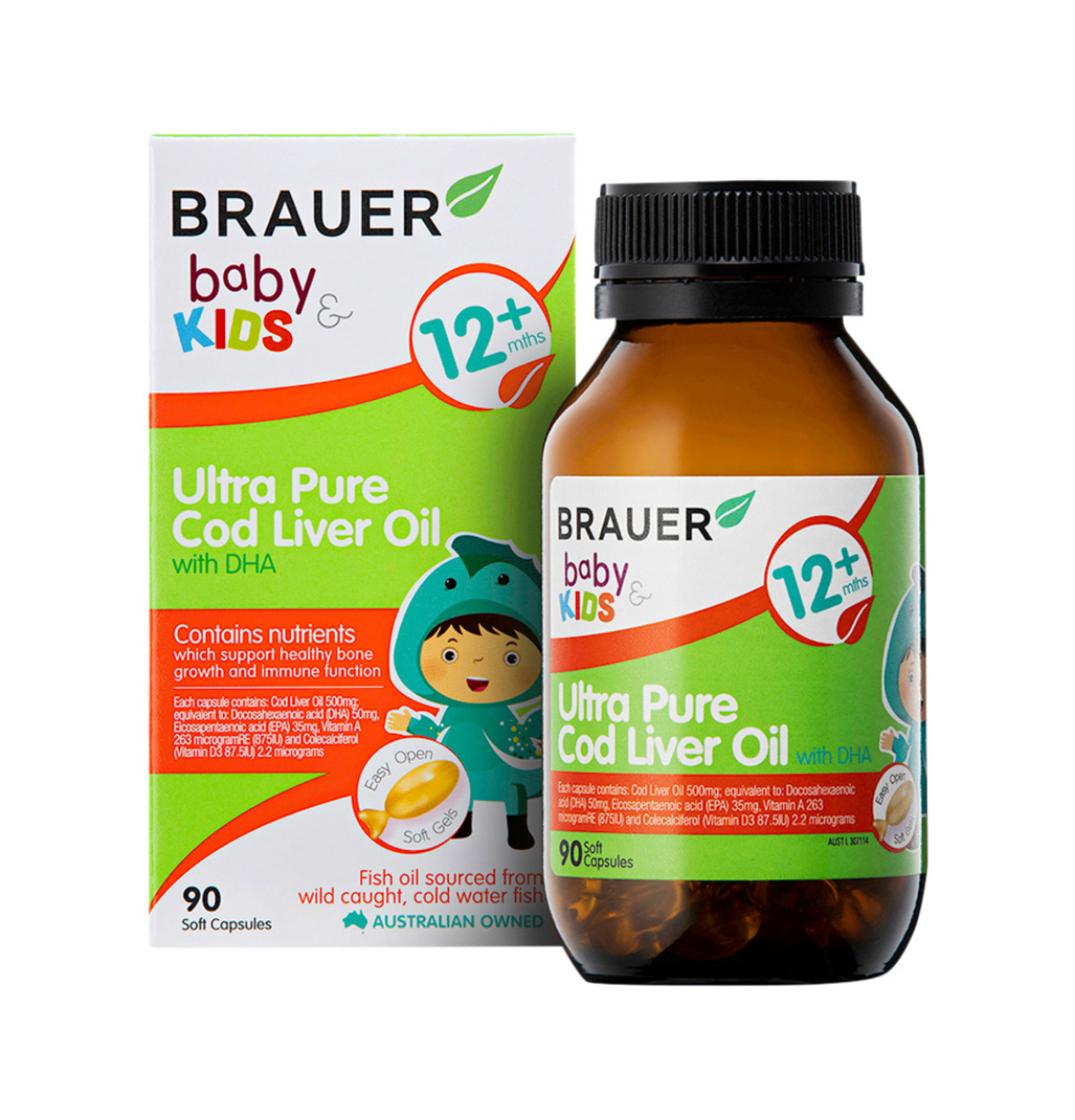 Brauer Baby & Kids Ultra Pure Cod Liver Oil with DHA (12+ months) 90c-0