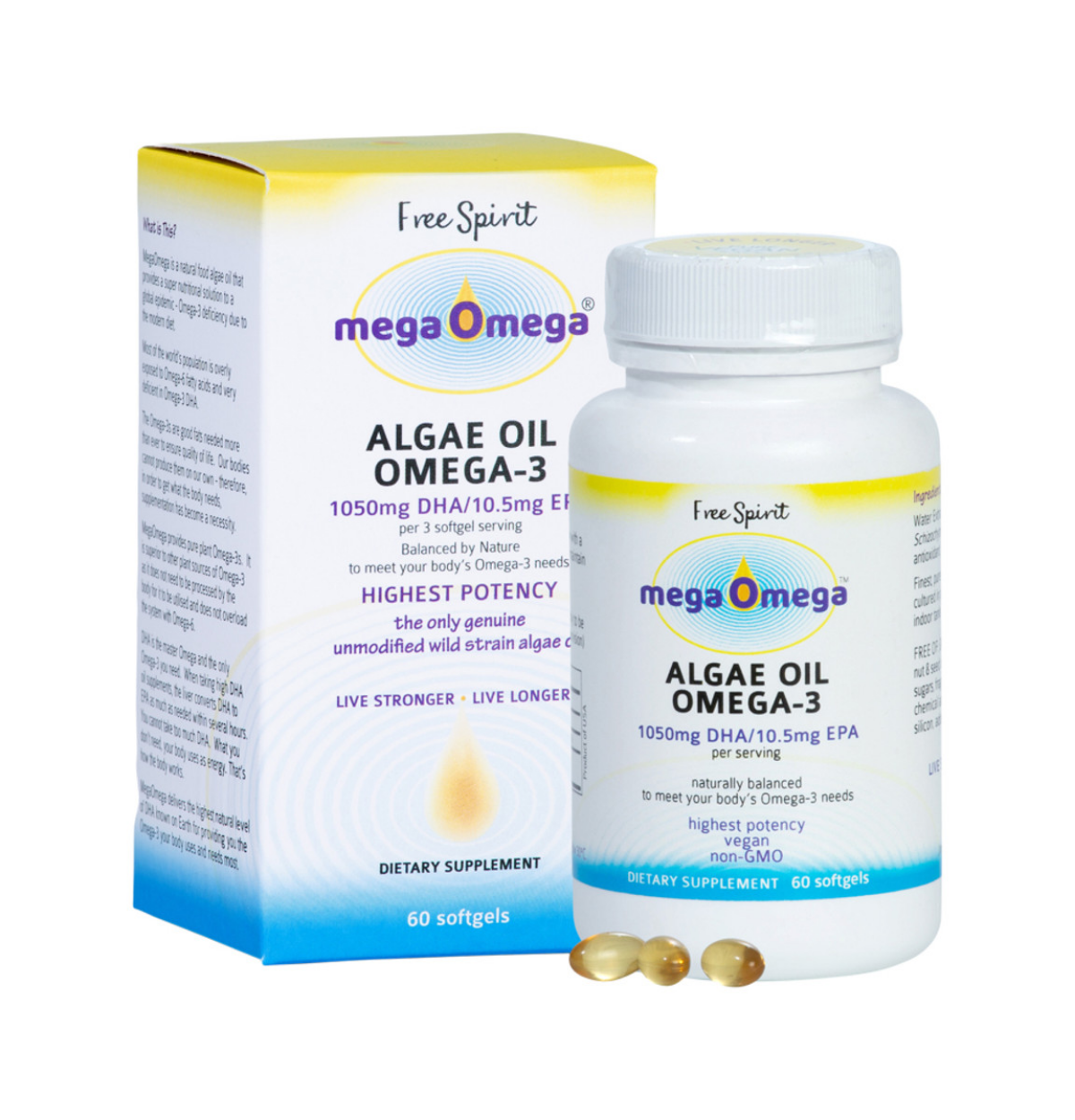 Free Spirit MegaOmega Algae Oil Omega-3 60c-0
