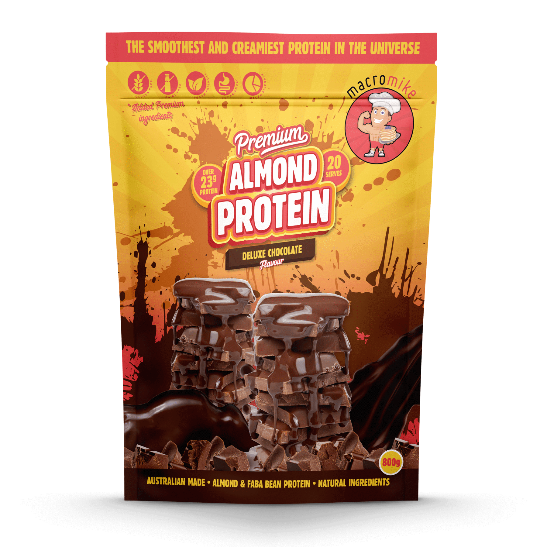 MACRO MIKE Premium Almond Protein Deluxe Chocolate 800g-0
