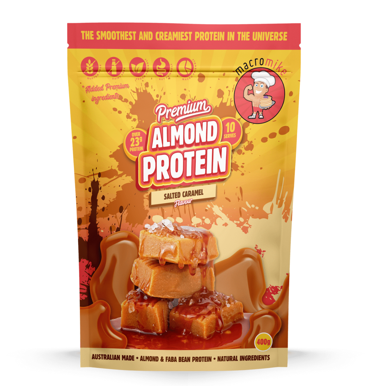 MACRO MIKE Premium Almond Protein Salted Caramel 400g-0