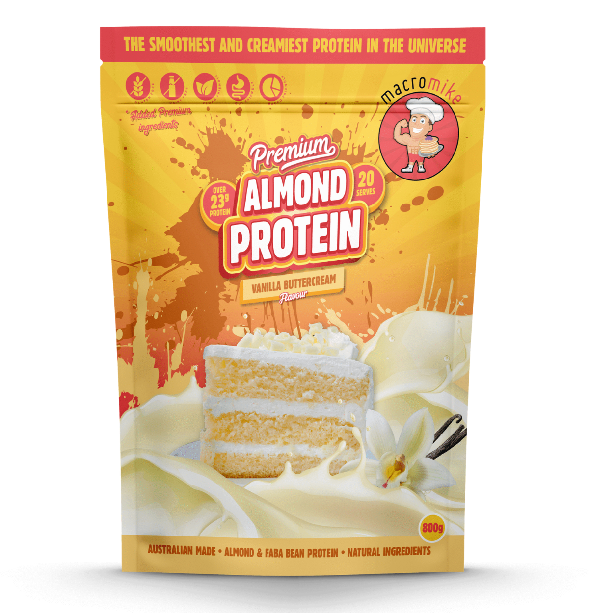 Image of MACRO MIKE Premium Almond Protein Vanilla Buttercream 800g THE SMOOTHEST 