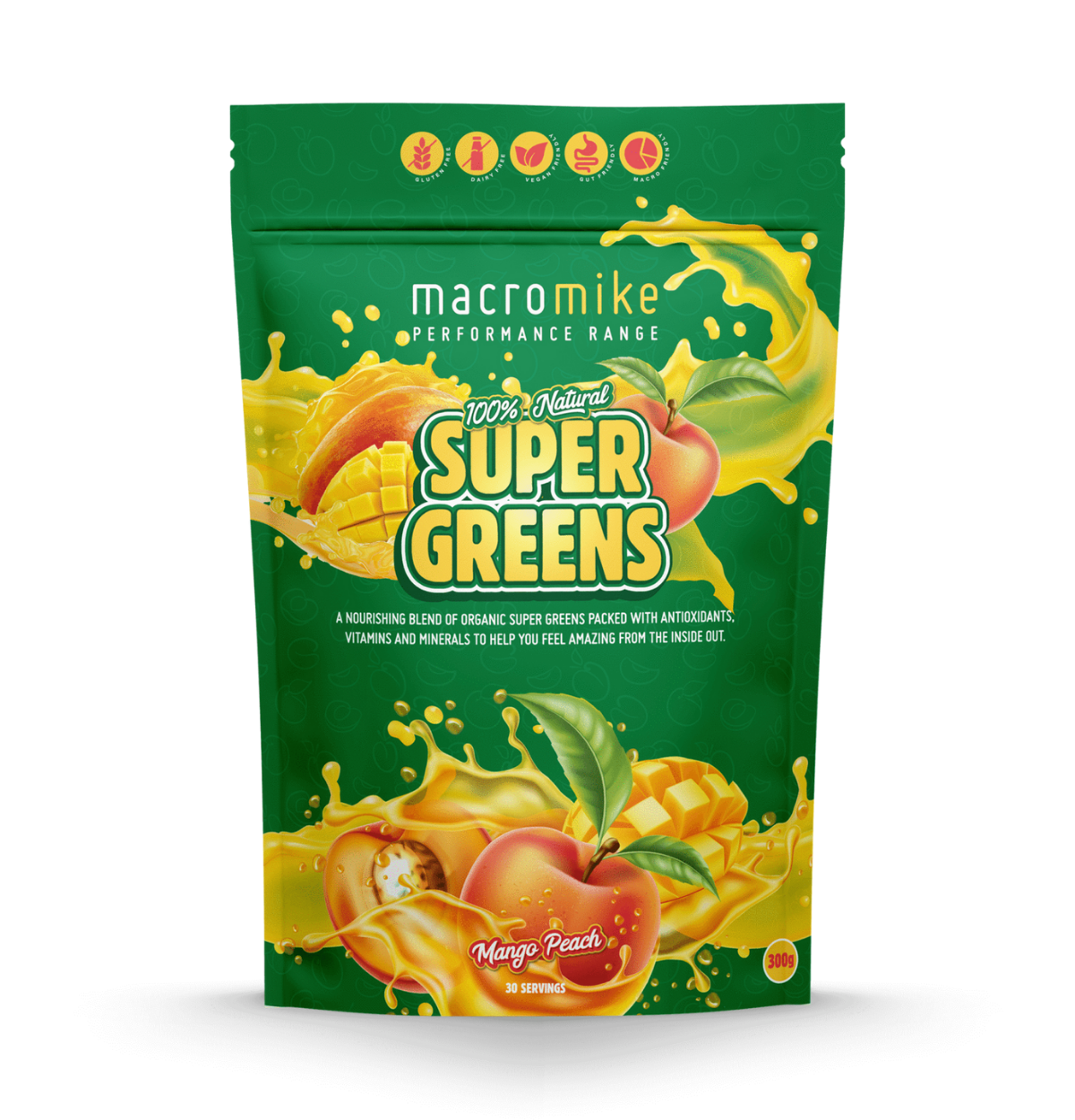 MACRO MIKE Super Greens Mango Peach 300g-0