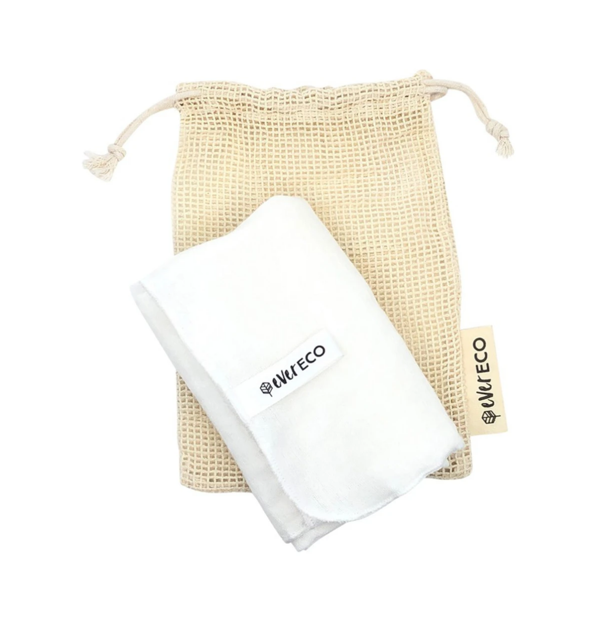 EVER ECO Muslin Facial Cloths With Cotton Wash Bag 2-0