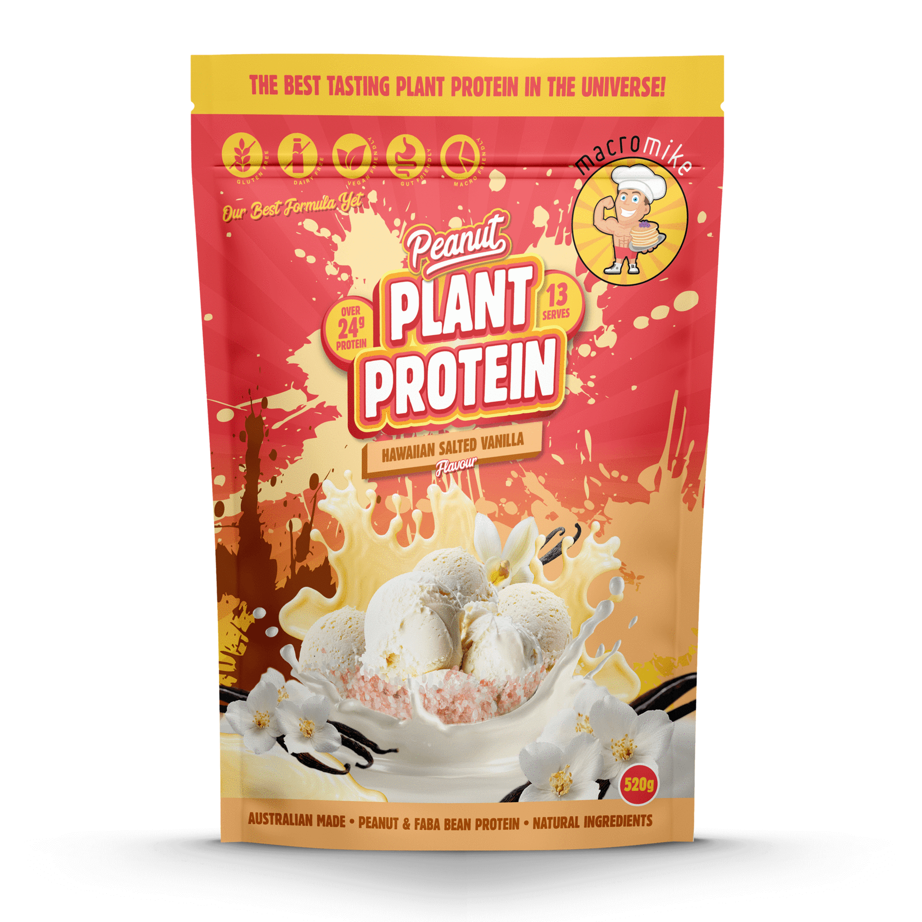 MACRO MIKE Peanut Plant Protein Hawaiian Salted Vanilla 520g-0