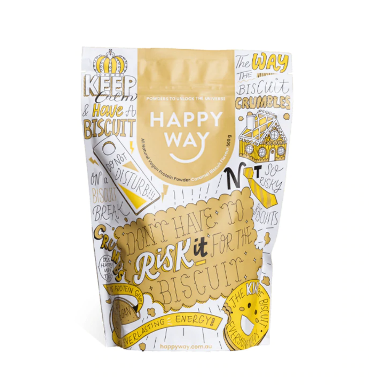 HAPPY WAY Vegan Protein Powder Caramel Biscuit 500g