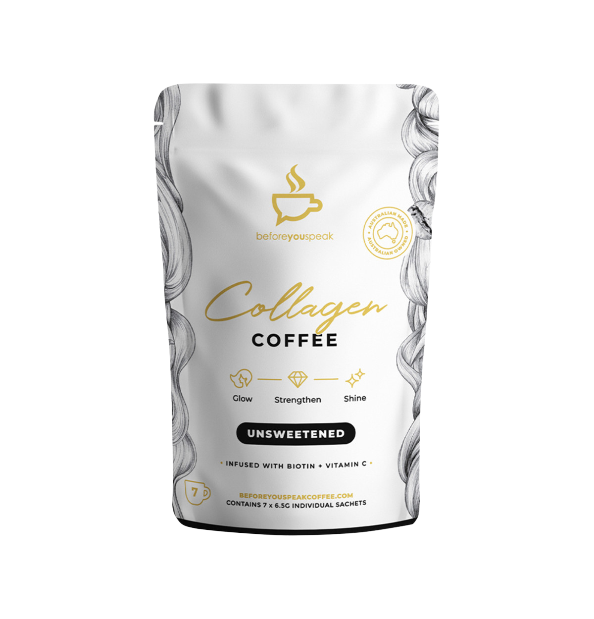Before You Speak Collagen Coffee Unsweetened 6.5g x 7 Pack-0
