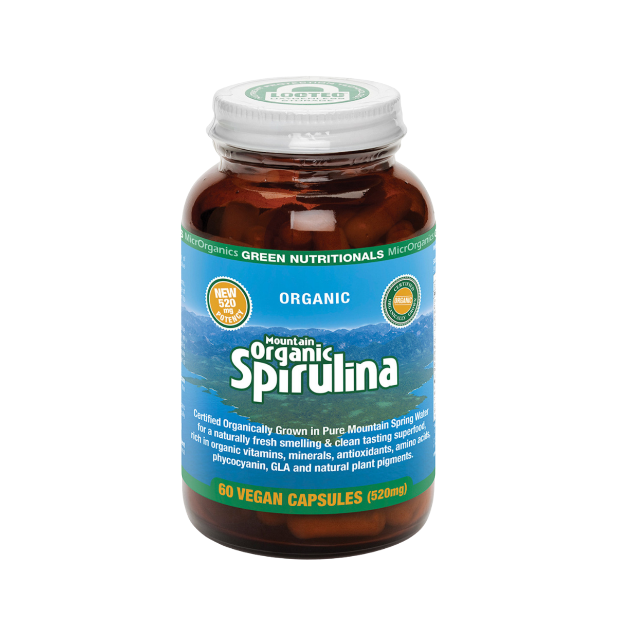 Green Nutritionals Mountain Organic Spirulina 520mg 60vc-0