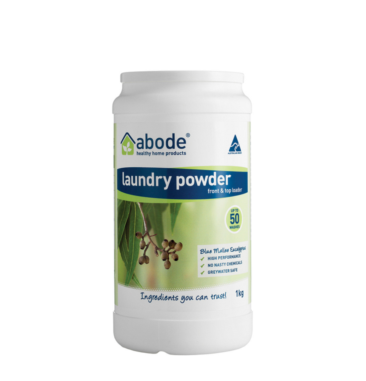 Abode Laundry Powder (Front & Top Loader) Blue Mallee Eucalyptus 1kg-0