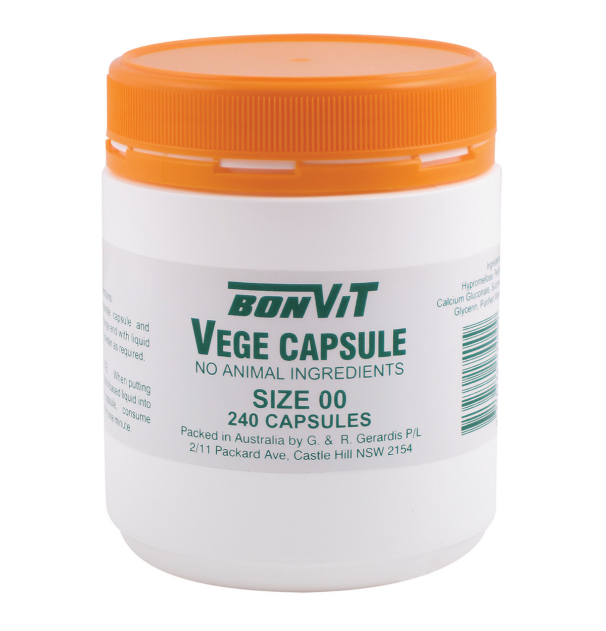 Bonvit Empty Vege Capsules Size '00' 240c-0