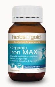 Herbs of Gold Organic Iron MAX (30 Capsules) - Gr8 Health